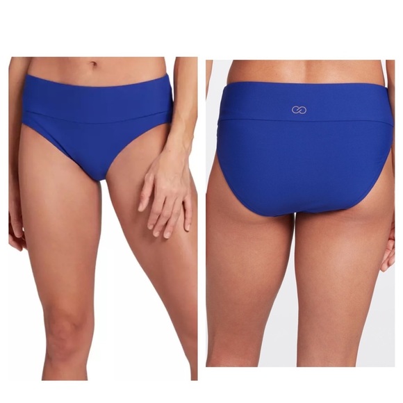 Calia Wide Band Mid Rise Jeweled Indigo Bikini Bottom NWT. - Picture 1 of 8